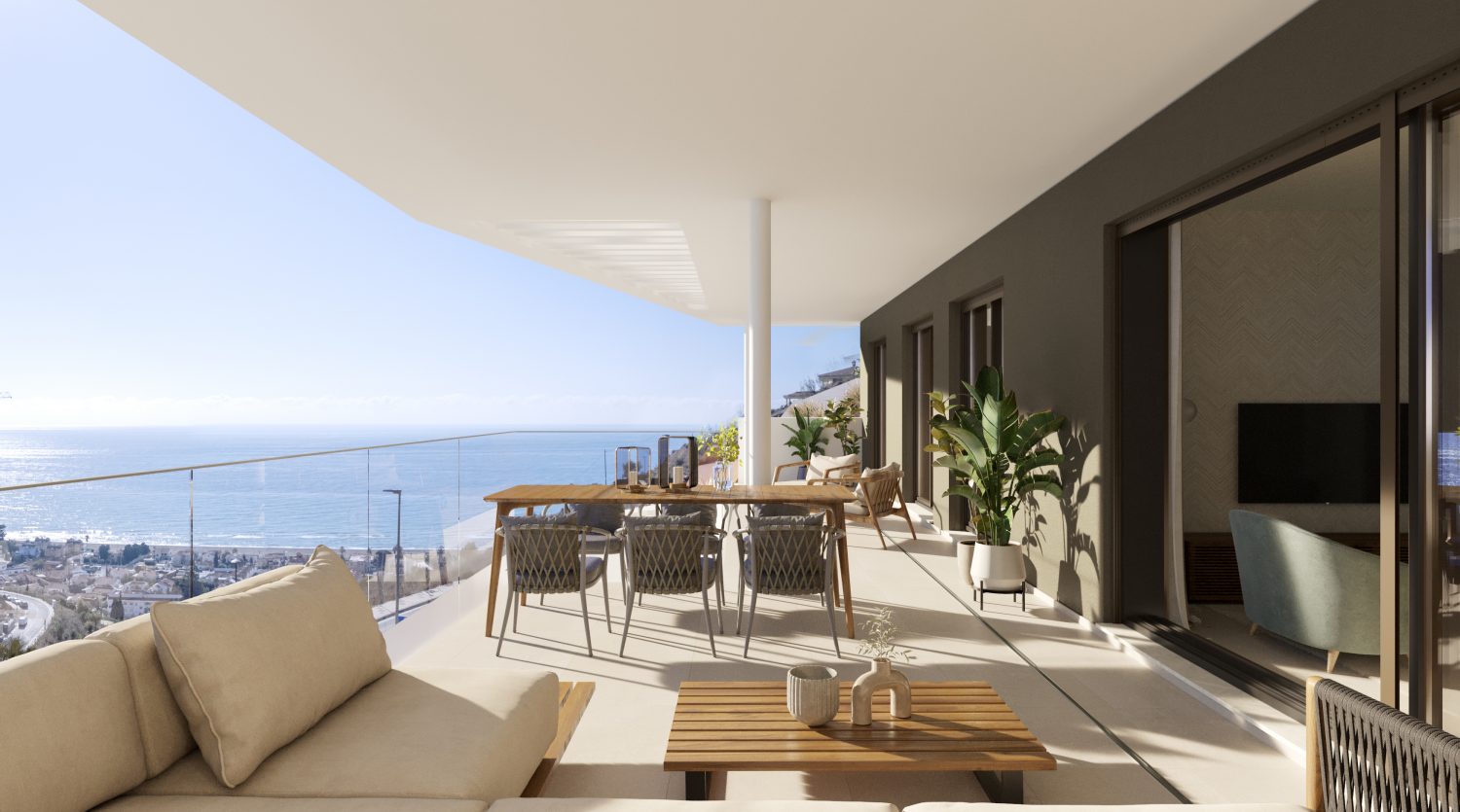 An exclusive development offering terraces with sea views in Rincon de la Victoria