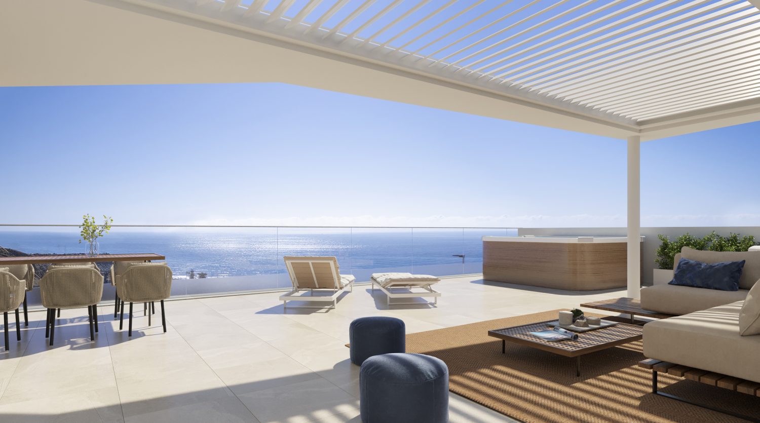 An exclusive development offering terraces with sea views in Rincon de la Victoria