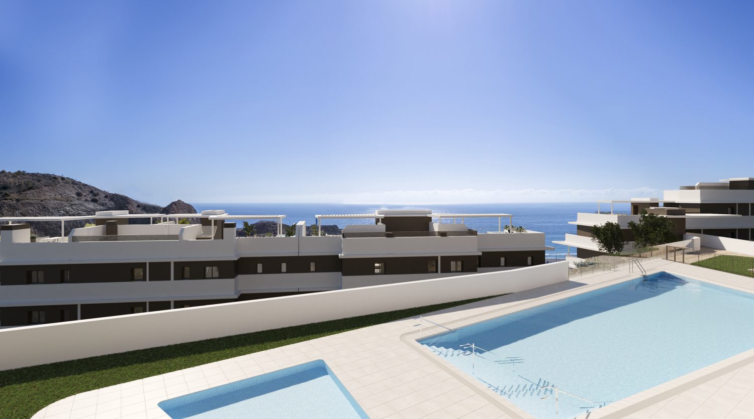 Development offering terraces with sea views in Rincón de la Victoria