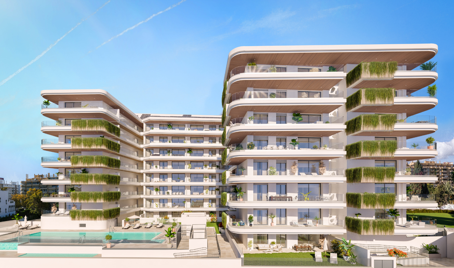 Luxe residenties met modern design, harmonieus geïntegreerd in hun omgeving in Fuengirola, Malaga