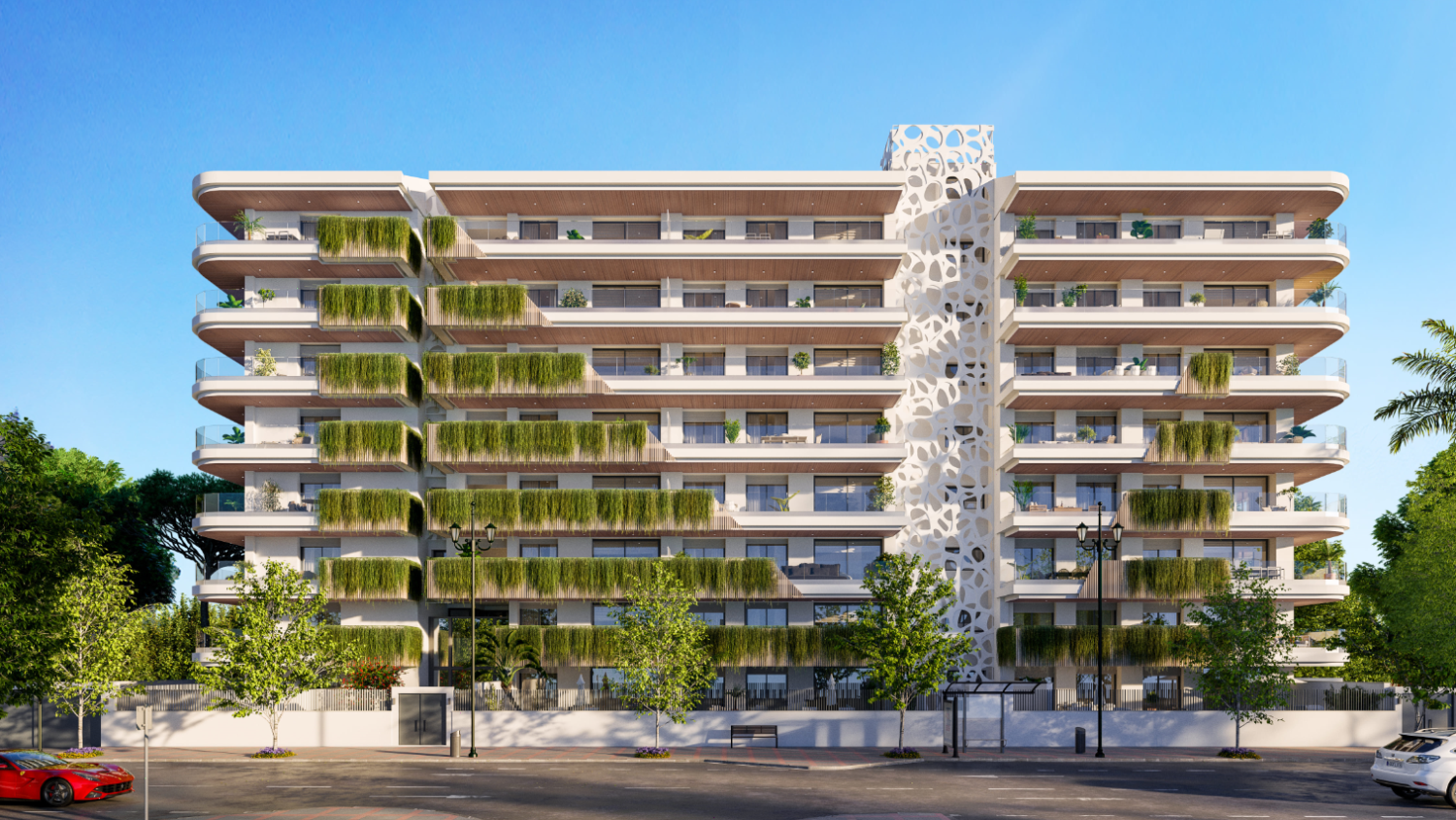 Luksusboliger med moderne design, harmonisk integreret med deres omgivelser i Fuengirola, Malaga