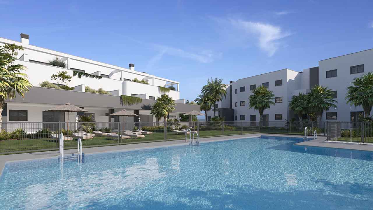 Es un conjunto residencial privado, contemporáneo y eficiente en Estepona, Málaga