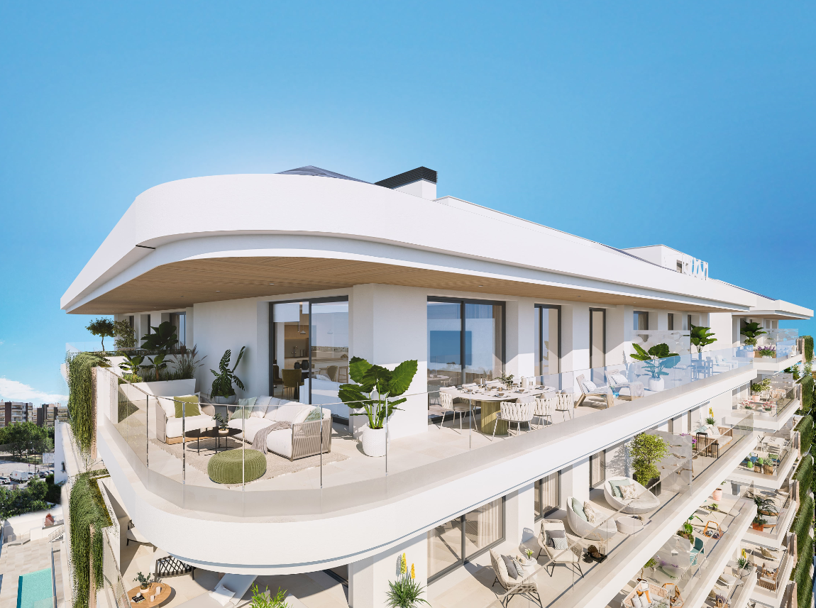 Luxe residenties met modern design, harmonieus geïntegreerd in hun omgeving in Fuengirola, Malaga