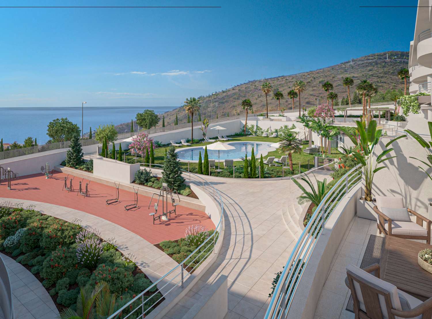 Terrasses spacieuses avec vue sur la mer